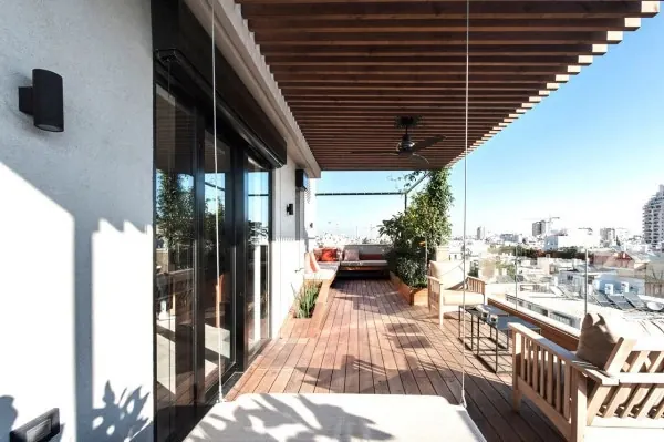 Modern Outdoor Patio Design, photographic, minimal, warm