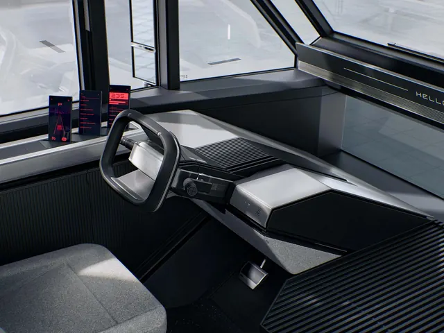 Modern Vehicle Interior Dashboard, minimal, technical, dark
