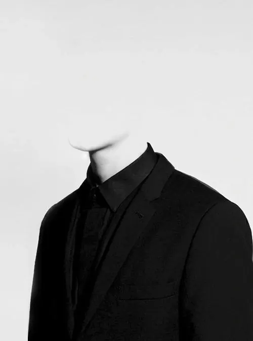Faceless suit portrait on white, minimal, monochrome, monochrome