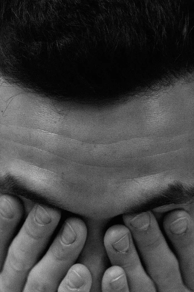 Hands covering eyes close-up, photographic, monochrome, monochrome