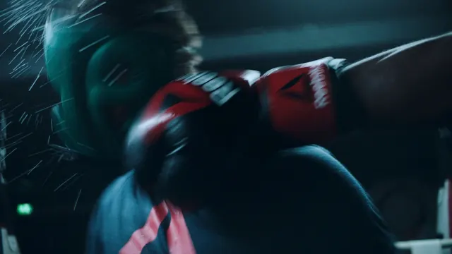 Boxing Glove Close-up, photographic, dark-mode, dark