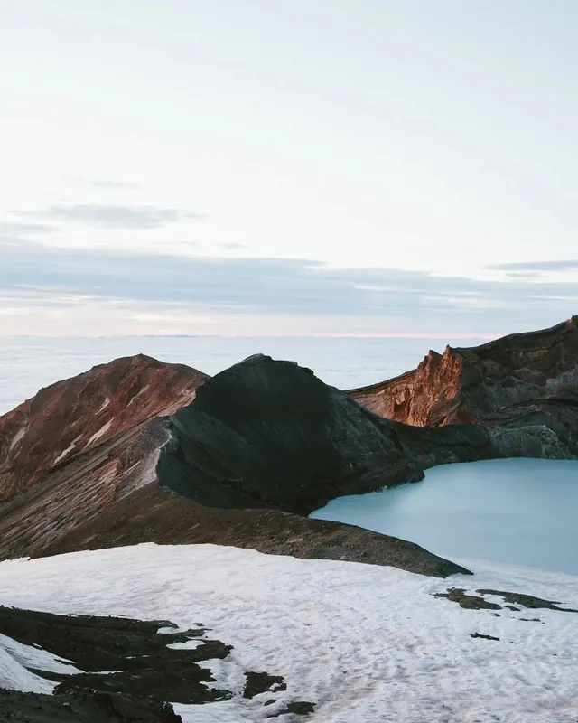 Mountain Landscape with Snow and Water