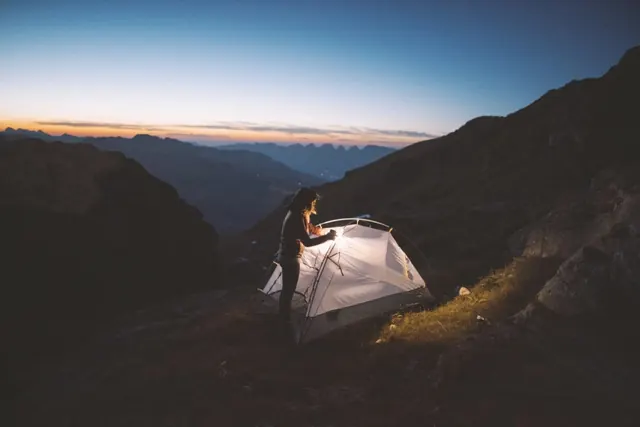 Mountain Camping at Dusk
