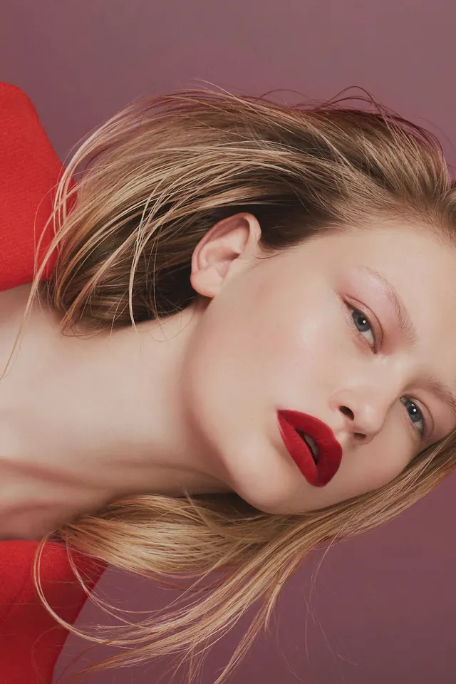 Close-up Portrait with Red Lips