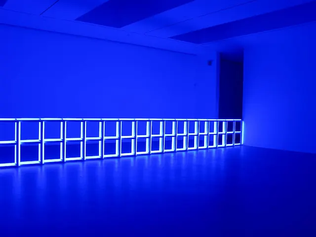 Blue Illuminated Gallery Space