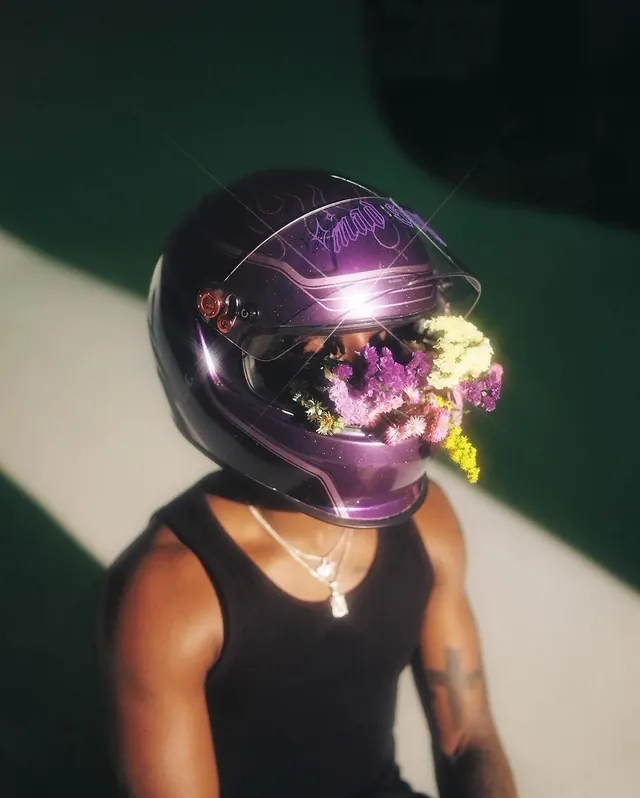 Floral Motorcycle Helmet Portrait