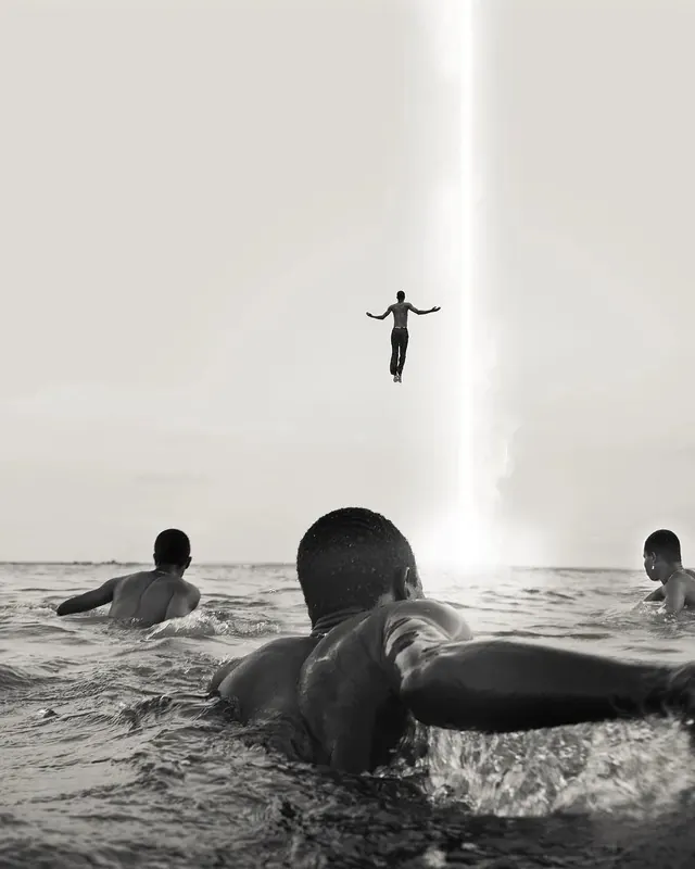 Monochrome Figures in Water