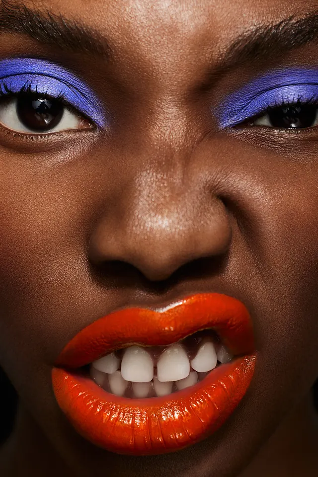 Close-up Portrait with Vibrant Makeup