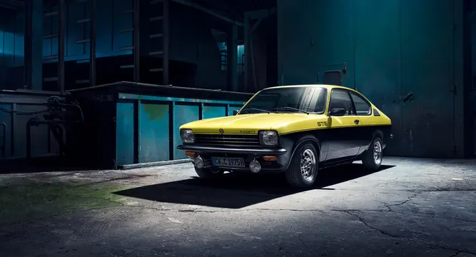 Yellow Vintage Car in Urban Night