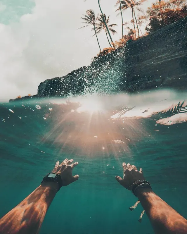 Underwater Perspective with Sun Rays