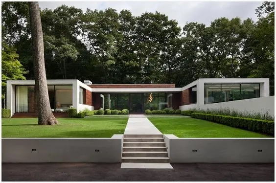 Modernist Architecture with Lawn