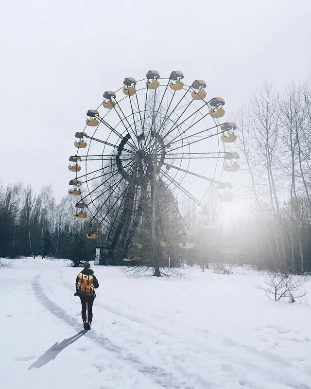 Snowy Ferris Wheel Landscape