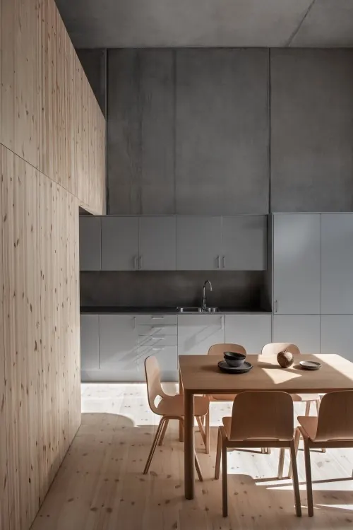 Minimalist Wood and Concrete Interior