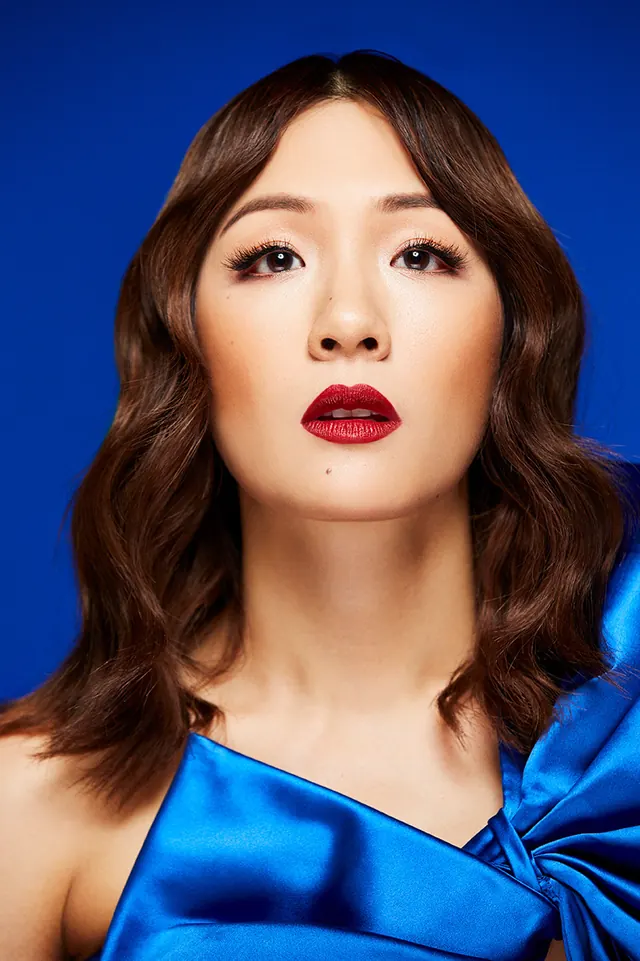 Portrait of a woman in blue silk