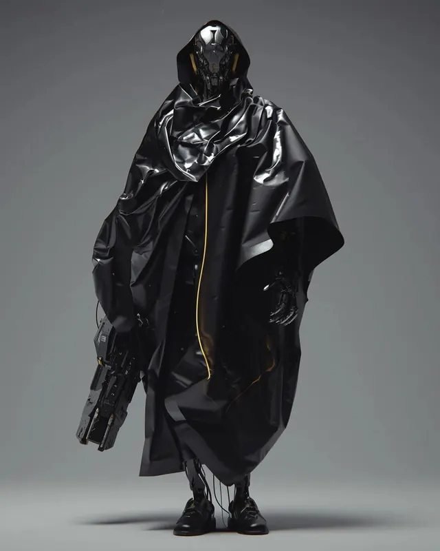 Black Technical Raincoat