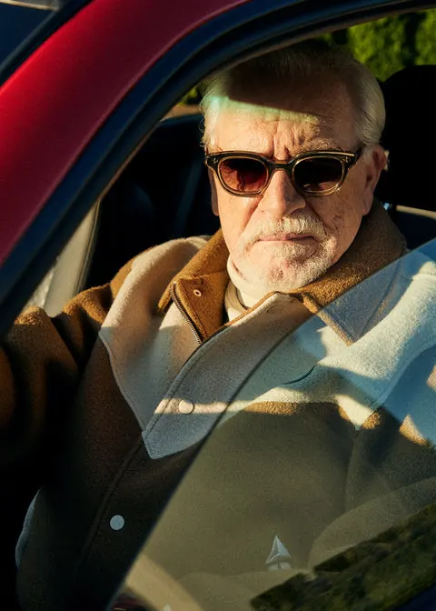 Portrait in vintage car window with warm light, photographic, warm, warm
