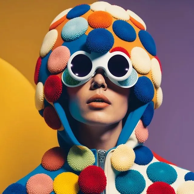 Colorful Pom-Pom Hooded Portrait