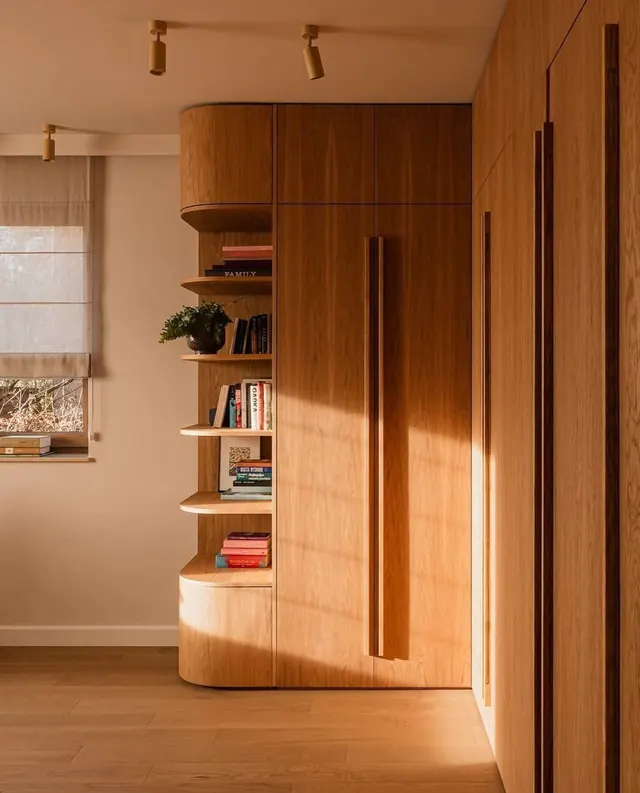 Modern Wood Cabinetry with Integrated Shelving