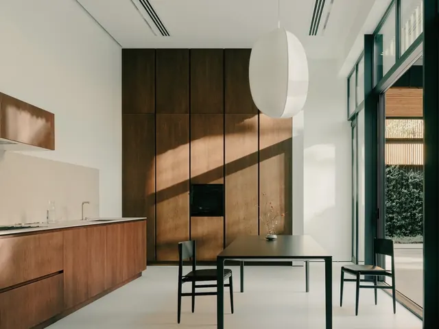 Modern Minimalist Interior with Wood Paneling