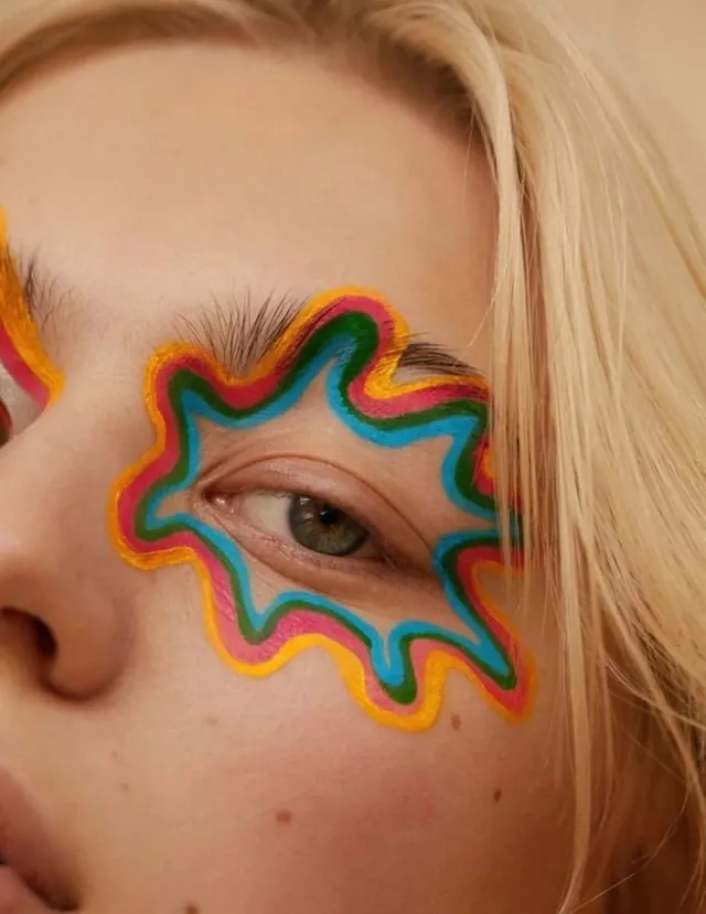 Abstract Line-Art Eye Makeup, abstract, playful, vibrant