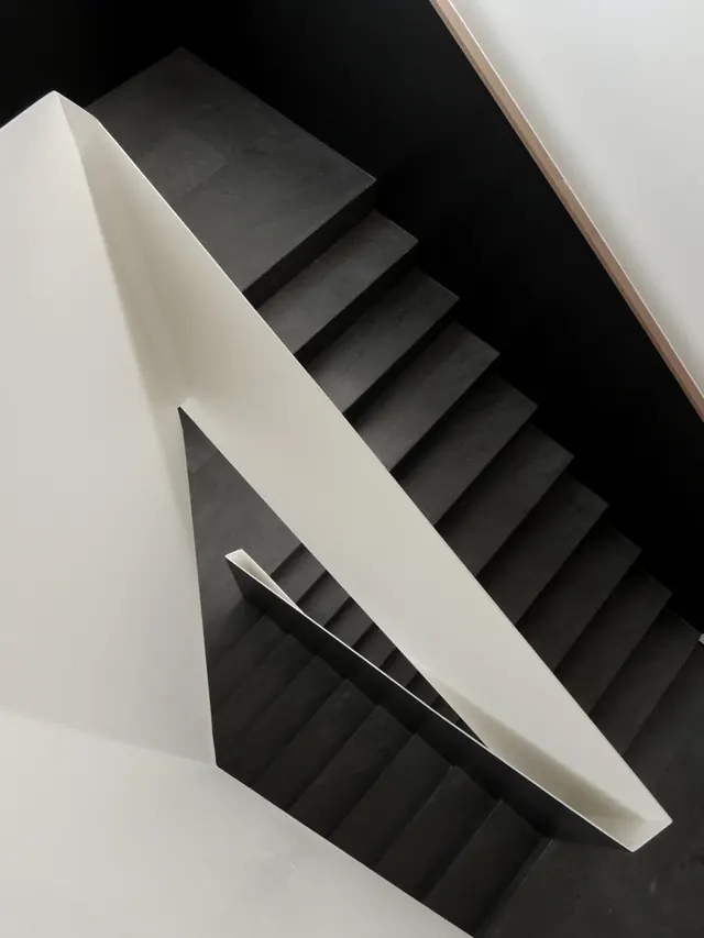Architectural Staircase Perspective, minimal, geometric, monochrome