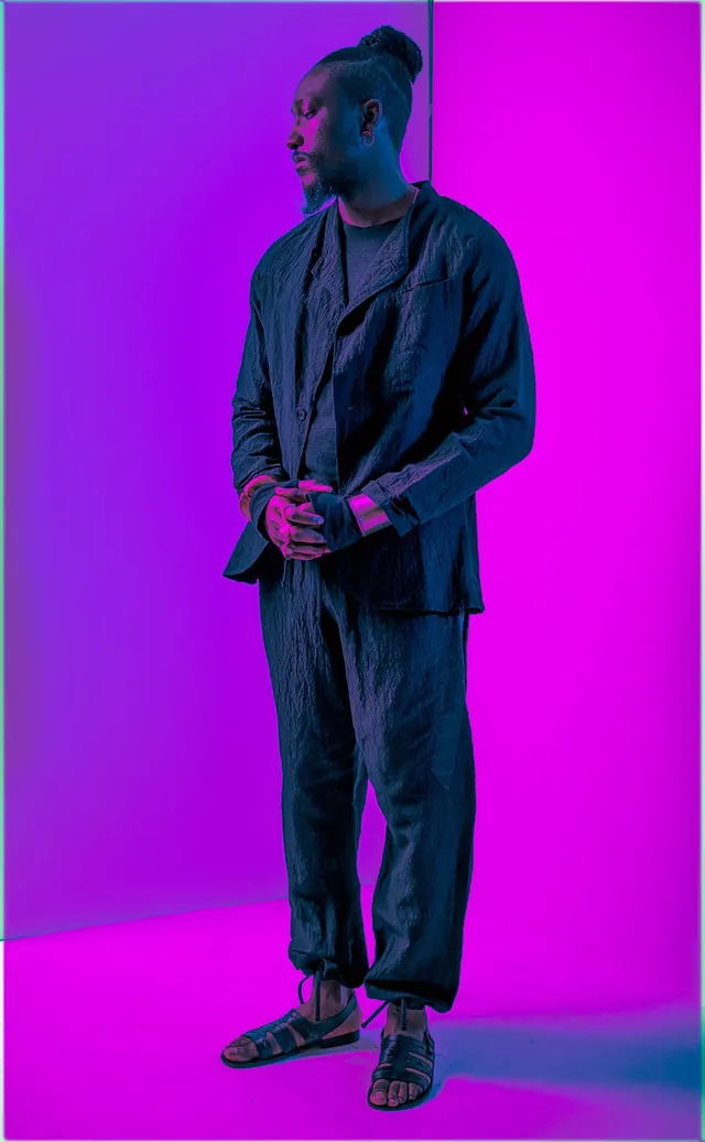 Portrait of a Man in Blue Lighting