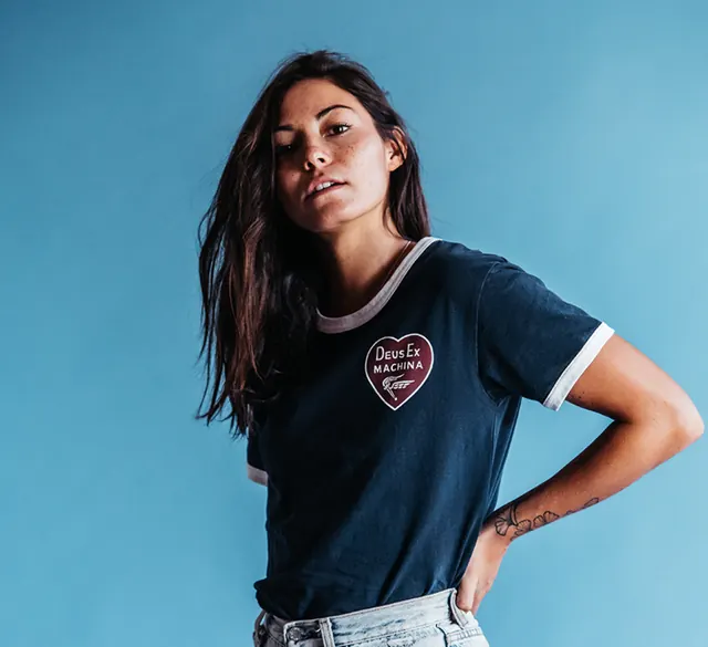Portrait of a woman in a graphic tee