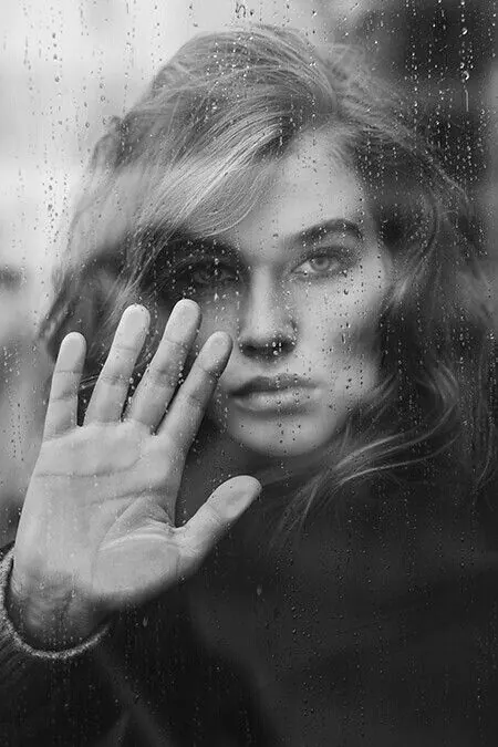 Monochrome Portrait with Hand Gesture