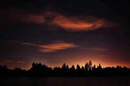 Night Landscape with Orange Clouds