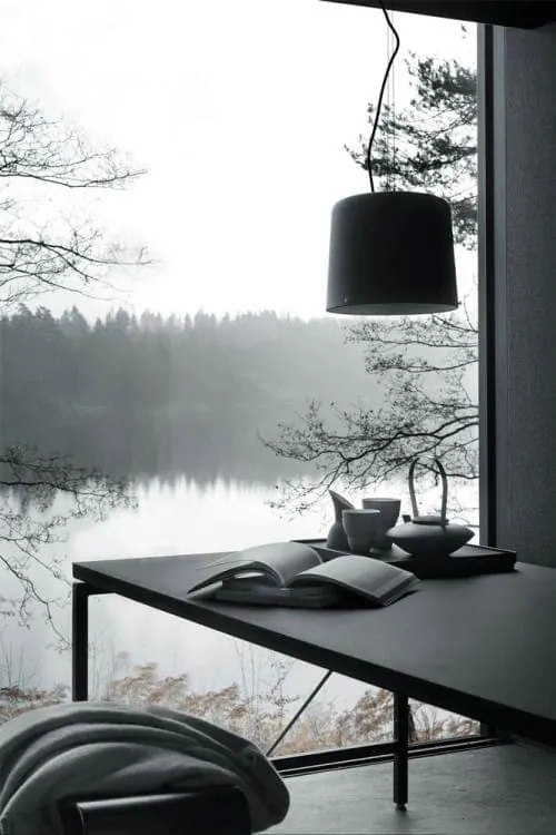 Minimalist Interior with Winter View
