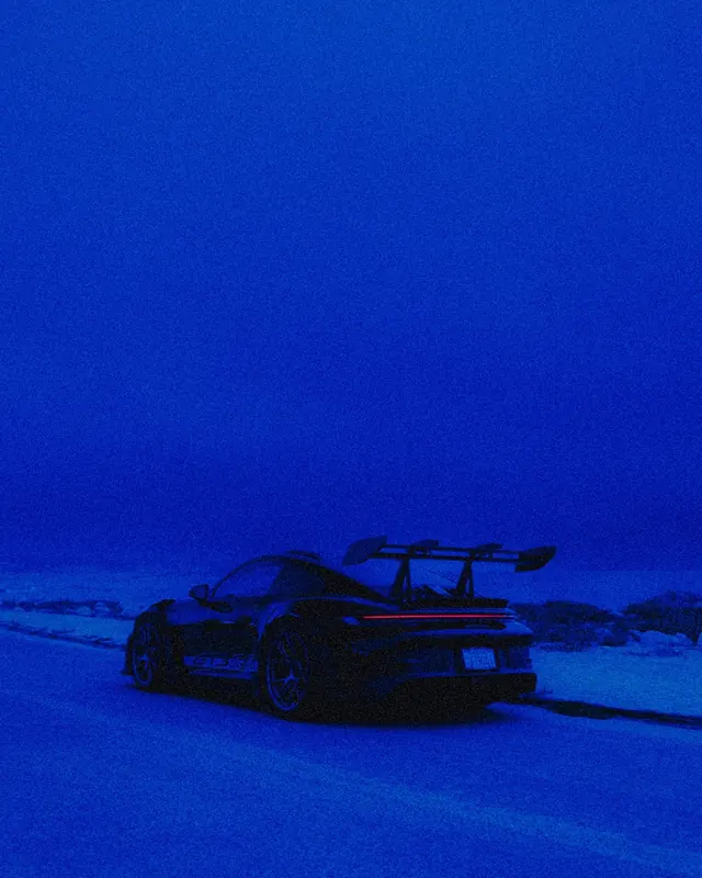 Blue Toned Car in Snow