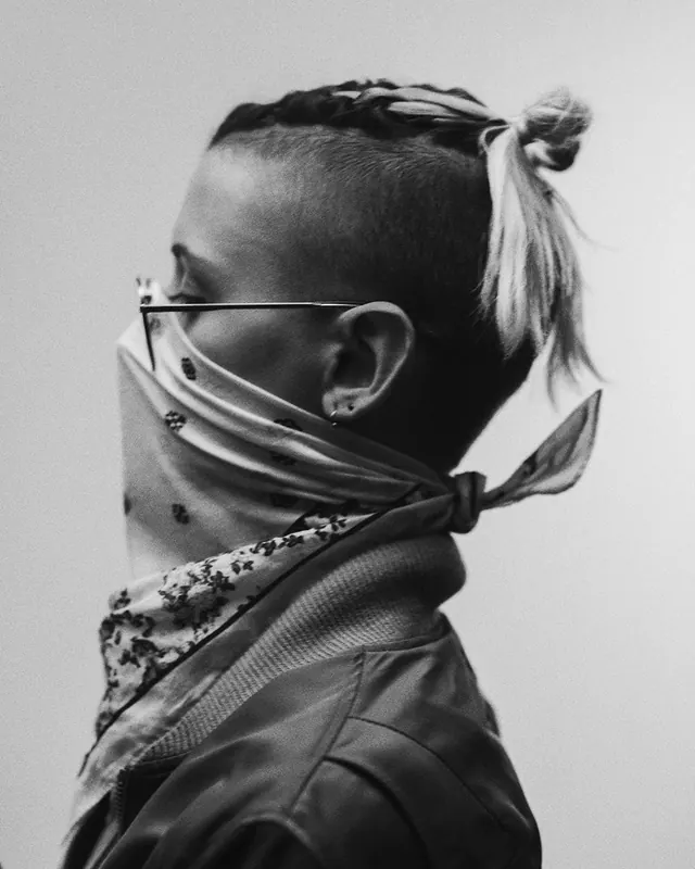 Monochrome Portrait with Fabric Textures