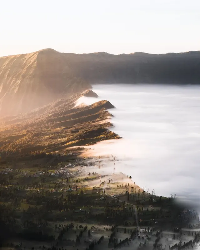 Mist-covered mountain landscape