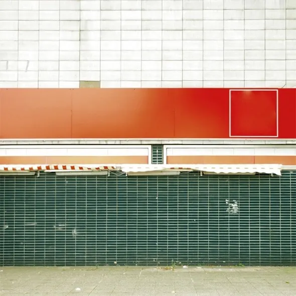 Color Berlin tiled facade, minimal, photographic, muted