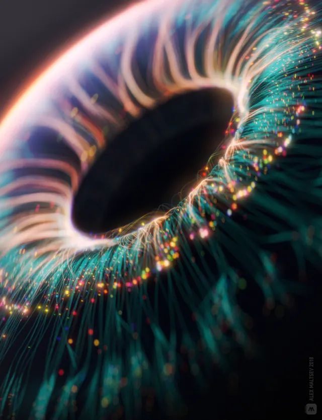 Macro Eye with Light Particles