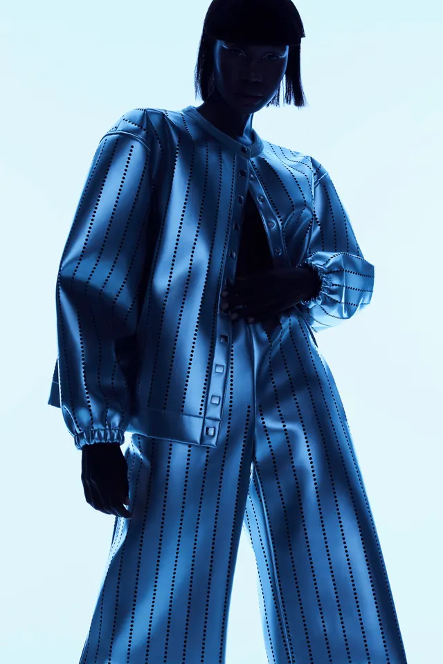 Blue Striped Avant-Garde Fashion