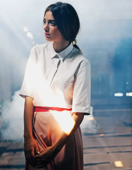 Cinematic Portrait with Light Leak