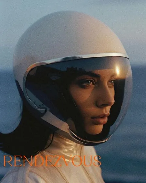 Portrait of Woman in White Helmet