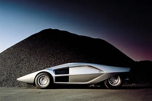Futuristic Concept Car in Industrial Setting