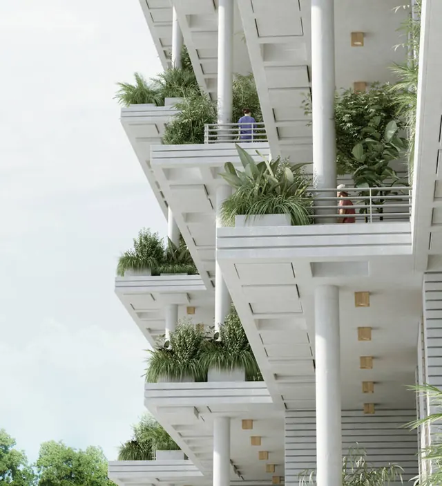 Modernist Architecture with Integrated Greenery