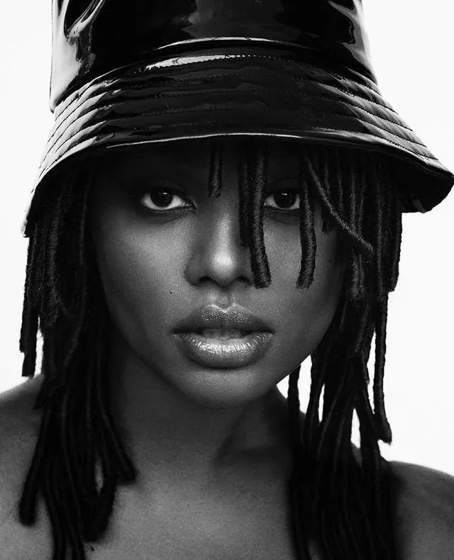 Black and White Portrait with Bucket Hat