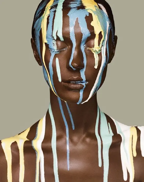 Abstract Portrait with Vertical Stripes