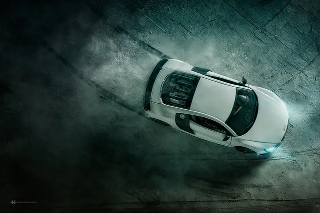 Top-down car motion shot
