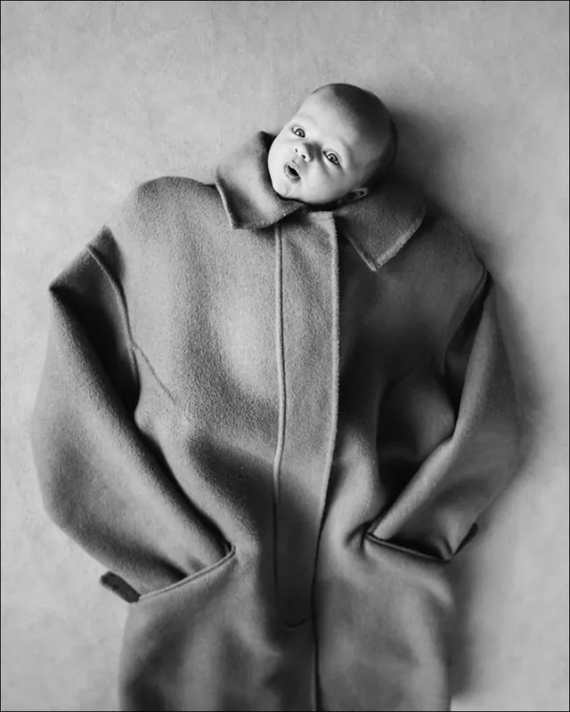 Monochrome Portrait in Textured Coat