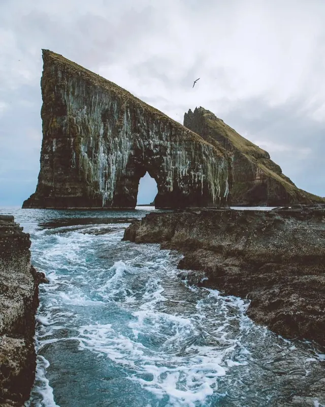 Coastal Rock Formation with Arch