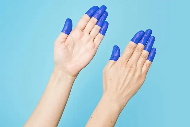 Blue Manicure Hands