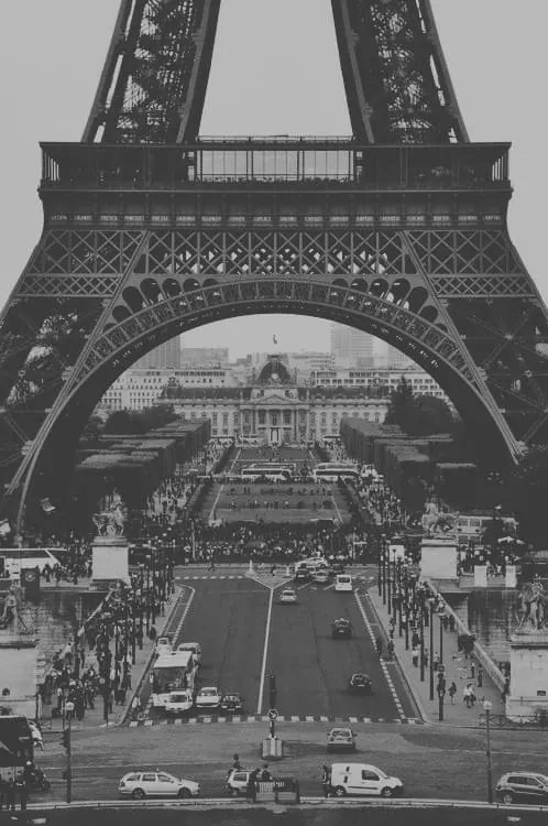 Parisian Street Scene with Eiffel Tower