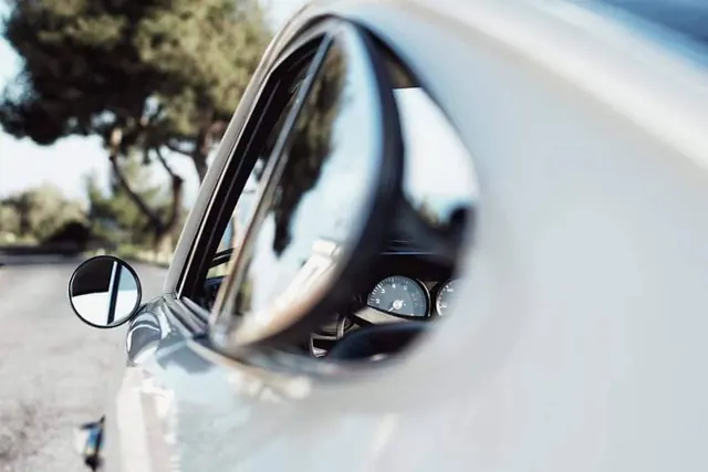 White Car Side Mirror Detail