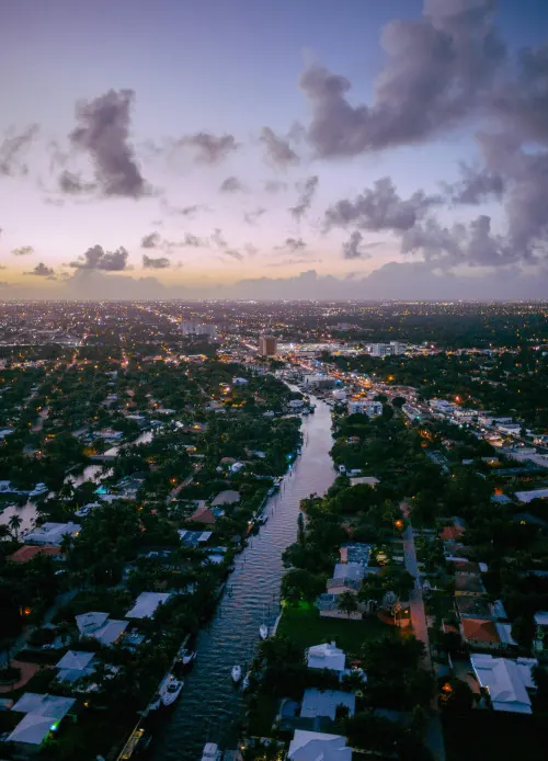Aerial Cityscape at Dusk