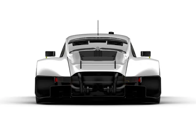 Rear View of White Sports Car